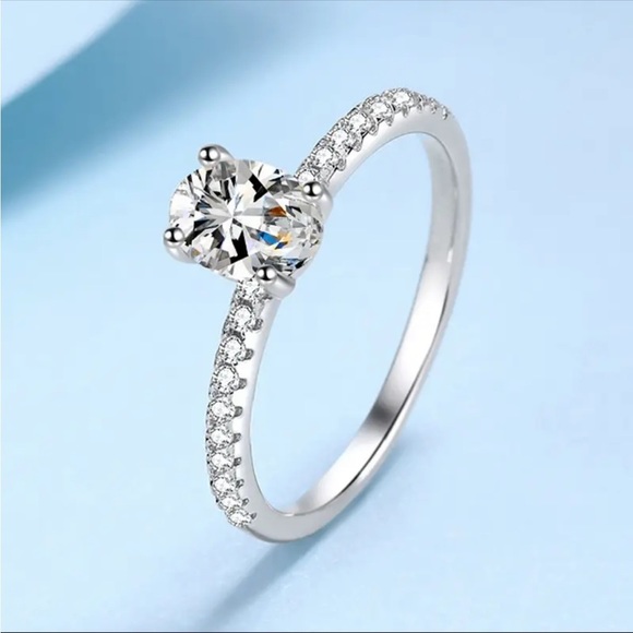Certified 1ct. t.w. Moissanite Oval Cut Pave Engagement Wedding Ring NEW - Picture 6 of 9